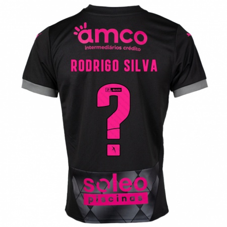 Kandiny Enfant Maillot Rodrigo Silva #0 Noir Rose Tenues Extérieur 2024/25 T-Shirt