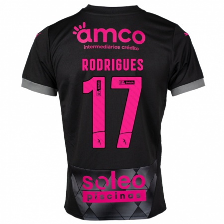 Kandiny Enfant Maillot Tânia Rodrigues #17 Noir Rose Tenues Extérieur 2024/25 T-Shirt