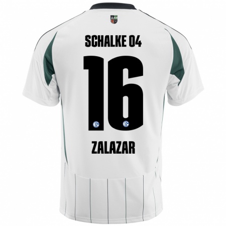 Kandiny Enfant Maillot Mauro Zalazar #16 Blanc Vert Tenues Extérieur 2024/25 T-Shirt