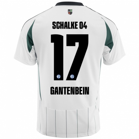 Kandiny Enfant Maillot Adrian Gantenbein #17 Blanc Vert Tenues Extérieur 2024/25 T-Shirt