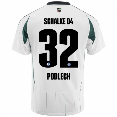 Kandiny Enfant Maillot Luca Podlech #32 Blanc Vert Tenues Extérieur 2024/25 T-Shirt