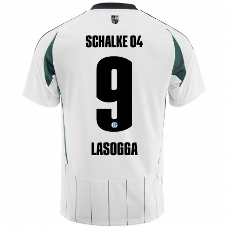 Kandiny Enfant Maillot Pierre-Michel Lasogga #9 Blanc Vert Tenues Extérieur 2024/25 T-Shirt