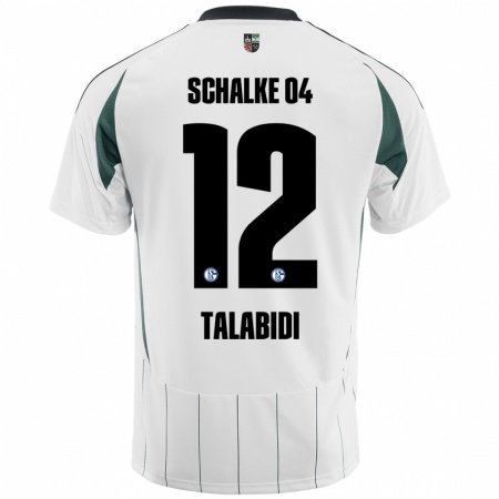 Kandiny Enfant Maillot Malik Talabidi #12 Blanc Vert Tenues Extérieur 2024/25 T-Shirt