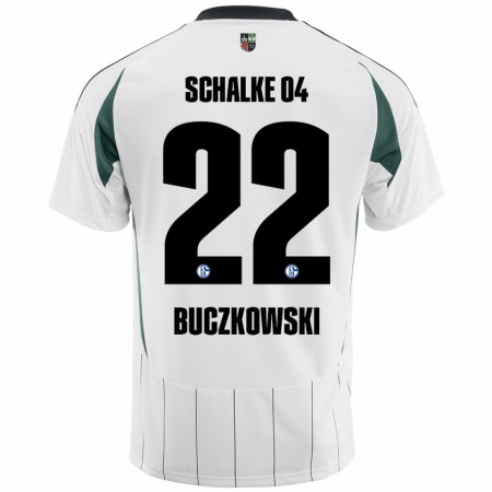 Kandiny Enfant Maillot Philip Buczkowski #22 Blanc Vert Tenues Extérieur 2024/25 T-Shirt