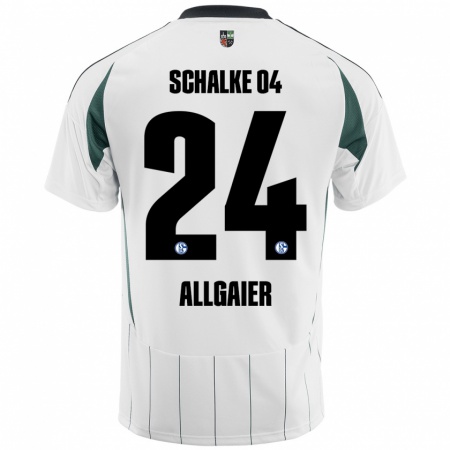 Kandiny Enfant Maillot Felix Allgaier #24 Blanc Vert Tenues Extérieur 2024/25 T-Shirt