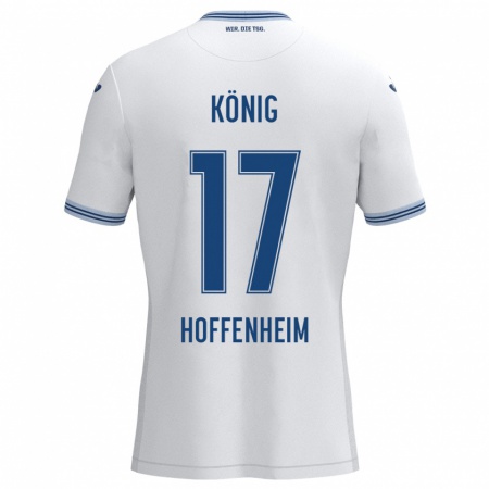 Kandiny Enfant Maillot Noah König #17 Blanc Bleu Tenues Extérieur 2024/25 T-Shirt