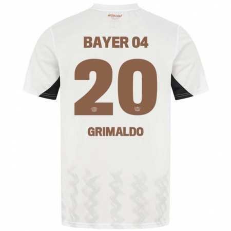 Kandiny Enfant Maillot Alejandro Grimaldo #20 Blanc Noir Tenues Extérieur 2024/25 T-Shirt