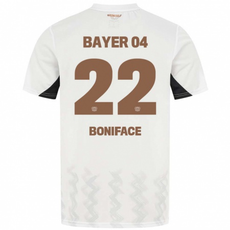 Kandiny Enfant Maillot Victor Boniface #22 Blanc Noir Tenues Extérieur 2024/25 T-Shirt