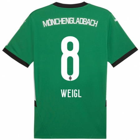 Kandiny Enfant Maillot Julian Weigl #8 Vert Blanc Tenues Extérieur 2024/25 T-Shirt