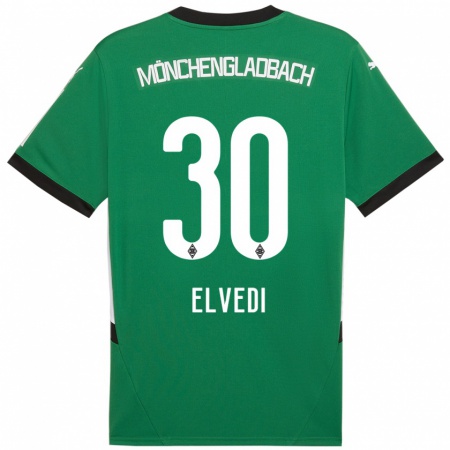 Kandiny Enfant Maillot Nico Elvedi #30 Vert Blanc Tenues Extérieur 2024/25 T-Shirt