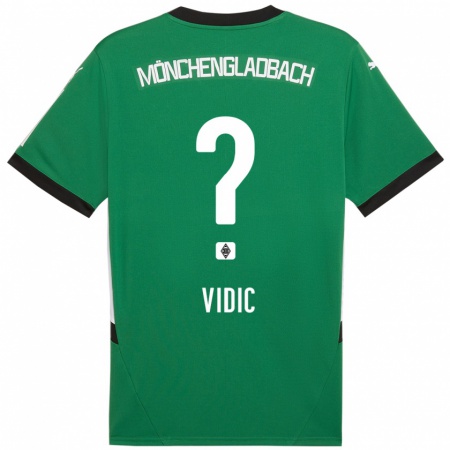 Kandiny Enfant Maillot Nico Vidic #0 Vert Blanc Tenues Extérieur 2024/25 T-Shirt