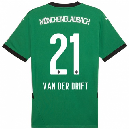 Kandiny Enfant Maillot Suus Van Der Drift #21 Vert Blanc Tenues Extérieur 2024/25 T-Shirt