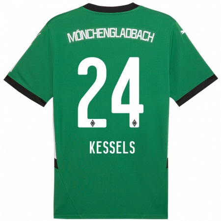 Kandiny Enfant Maillot Imke Kessels #24 Vert Blanc Tenues Extérieur 2024/25 T-Shirt