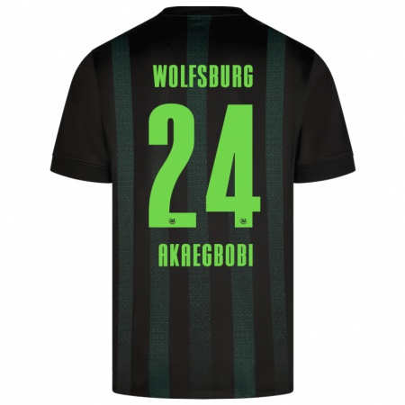 Kandiny Enfant Maillot Jonathan Akaegbobi #24 Vert Foncé Tenues Extérieur 2024/25 T-Shirt