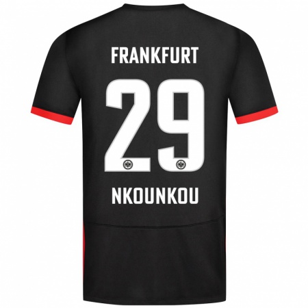 Kandiny Enfant Maillot Niels Nkounkou #29 Noir Tenues Extérieur 2024/25 T-Shirt