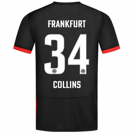 Kandiny Enfant Maillot Nnamdi Collins #34 Noir Tenues Extérieur 2024/25 T-Shirt