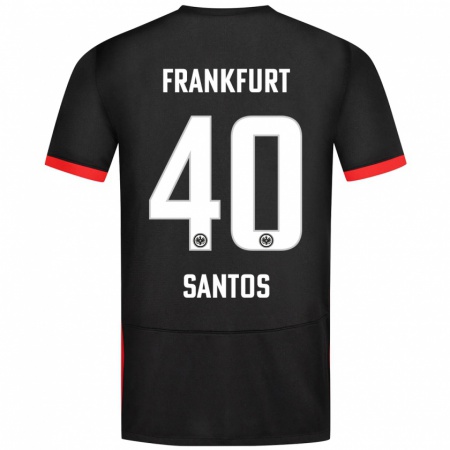 Kandiny Enfant Maillot Kauã Santos #40 Noir Tenues Extérieur 2024/25 T-Shirt