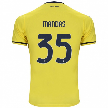 Kandiny Enfant Maillot Christos Mandas #35 Jaune Tenues Extérieur 2024/25 T-Shirt