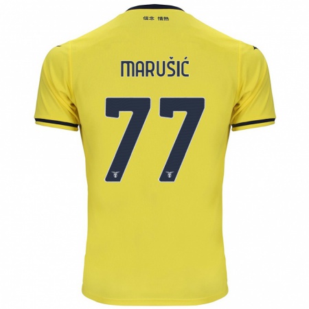 Kandiny Enfant Maillot Adam Marusic #77 Jaune Tenues Extérieur 2024/25 T-Shirt