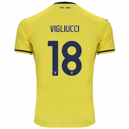 Kandiny Enfant Maillot Chiara Vigliucci #18 Jaune Tenues Extérieur 2024/25 T-Shirt