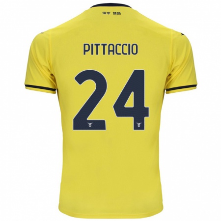 Kandiny Enfant Maillot Francesca Pittaccio #24 Jaune Tenues Extérieur 2024/25 T-Shirt