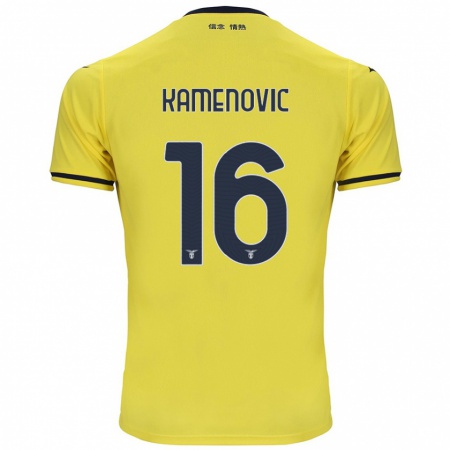 Kandiny Enfant Maillot Dimitrije Kamenović #16 Jaune Tenues Extérieur 2024/25 T-Shirt