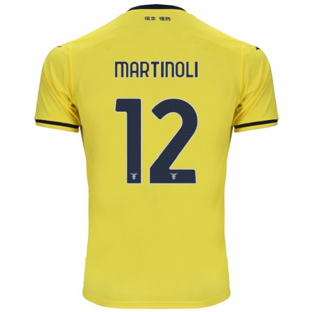 Kandiny Enfant Maillot Elettra Martinoli #12 Jaune Tenues Extérieur 2024/25 T-Shirt