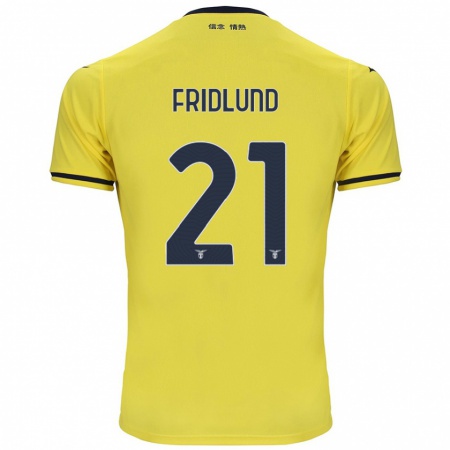 Kandiny Enfant Maillot Johanne Fridlund #21 Jaune Tenues Extérieur 2024/25 T-Shirt