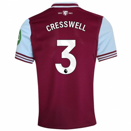 Kandiny Homme Maillot Aaron Cresswell #3 Rouge Foncé Tenues Domicile 2024/25 T-Shirt