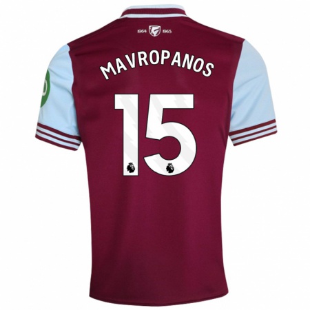 Kandiny Homme Maillot Konstantinos Mavropanos #15 Rouge Foncé Tenues Domicile 2024/25 T-Shirt