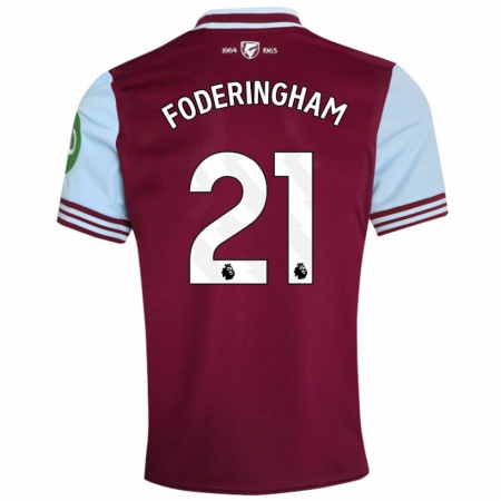 Kandiny Homme Maillot Wes Foderingham #21 Rouge Foncé Tenues Domicile 2024/25 T-Shirt