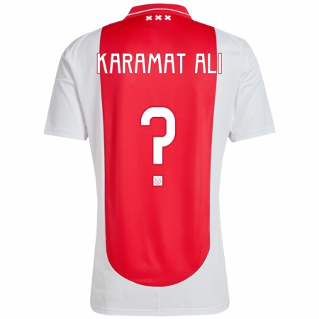 Kandiny Homme Maillot Yaïr Karamat Ali #0 Rouge Blanc Tenues Domicile 2024/25 T-Shirt