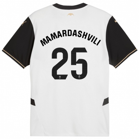 Kandiny Homme Maillot Giorgi Mamardashvili #25 Blanc Noir Tenues Domicile 2024/25 T-Shirt