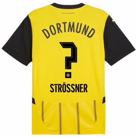 Kandiny Homme Maillot Lenni Strößner #0 Jaune Noir Tenues Domicile 2024/25 T-Shirt