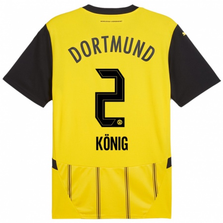 Kandiny Homme Maillot Niklas König #2 Jaune Noir Tenues Domicile 2024/25 T-Shirt