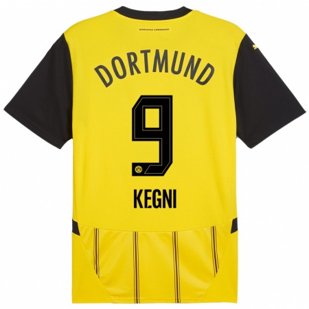 Kandiny Homme Maillot Pharell Kegni #9 Jaune Noir Tenues Domicile 2024/25 T-Shirt