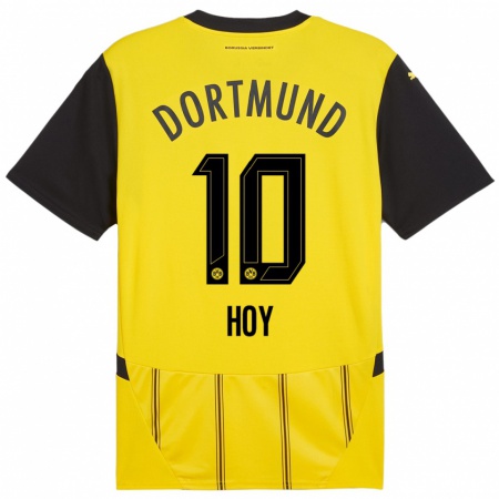 Kandiny Homme Maillot Justin Hoy #10 Jaune Noir Tenues Domicile 2024/25 T-Shirt