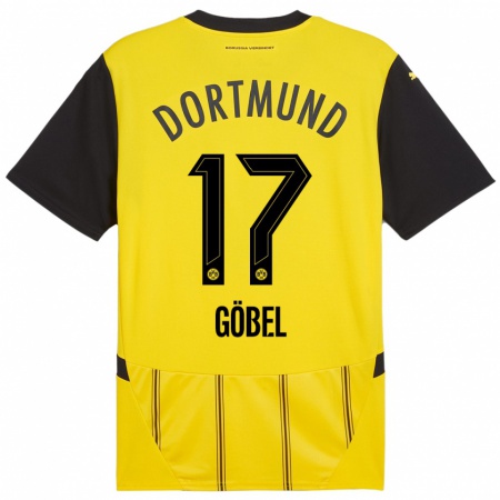 Kandiny Homme Maillot Patrick Göbel #17 Jaune Noir Tenues Domicile 2024/25 T-Shirt