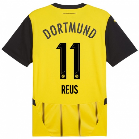 Kandiny Homme Maillot Marco Reus #11 Jaune Noir Tenues Domicile 2024/25 T-Shirt