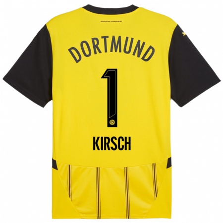 Kandiny Homme Maillot Marian Kirsch #1 Jaune Noir Tenues Domicile 2024/25 T-Shirt