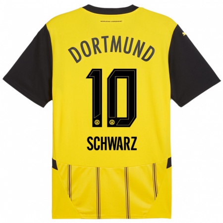 Kandiny Homme Maillot Oskar Schwarz #10 Jaune Noir Tenues Domicile 2024/25 T-Shirt