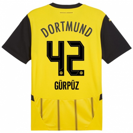 Kandiny Homme Maillot Goktan Gurpuz #42 Jaune Noir Tenues Domicile 2024/25 T-Shirt