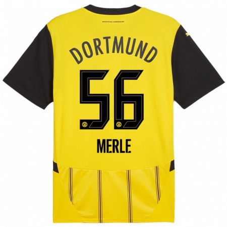 Kandiny Homme Maillot Albers Merle #56 Jaune Noir Tenues Domicile 2024/25 T-Shirt