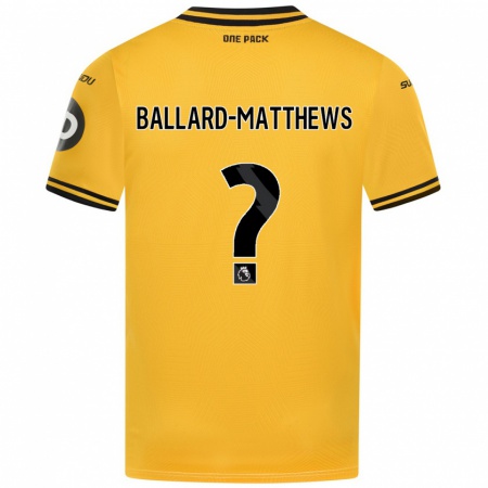 Kandiny Homme Maillot Emilio Ballard-Matthews #0 Jaune Tenues Domicile 2024/25 T-Shirt