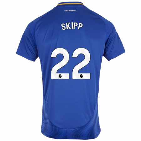 Kandiny Homme Maillot Oliver Skipp #22 Bleu Blanc Tenues Domicile 2024/25 T-Shirt