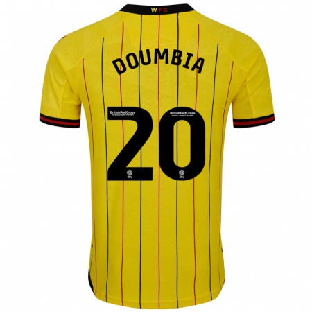 Kandiny Homme Maillot Mamadou Doumbia #20 Jaune Et Noir Tenues Domicile 2024/25 T-Shirt