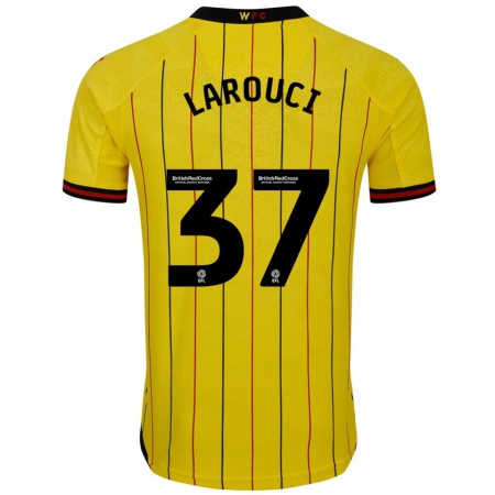 Kandiny Homme Maillot Yasser Larouci #37 Jaune Et Noir Tenues Domicile 2024/25 T-Shirt