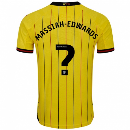 Kandiny Homme Maillot Zavier Massiah-Edwards #0 Jaune Et Noir Tenues Domicile 2024/25 T-Shirt