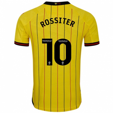 Kandiny Homme Maillot Annie Rossiter #10 Jaune Et Noir Tenues Domicile 2024/25 T-Shirt