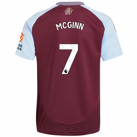 Kandiny Homme Maillot John Mcginn #7 Bordeaux Bleu Ciel Tenues Domicile 2024/25 T-Shirt